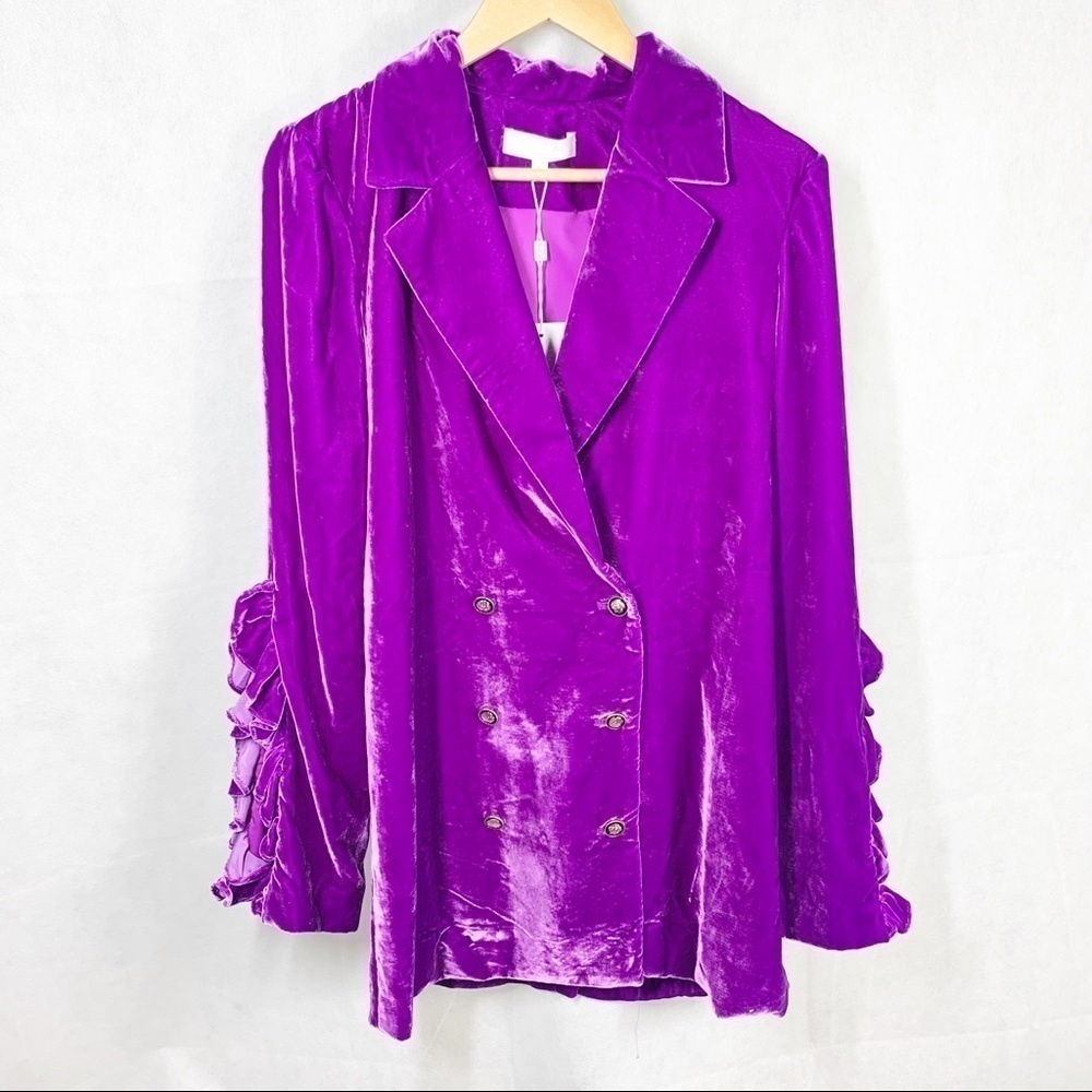 Caroline Constas Ruffle Blazer in Fuschia size XS